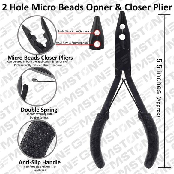 Hair Extension C Needles Bead Opnr Closr Plier Scissor Hair Parting Clippers Kit - Picture 6 of 8